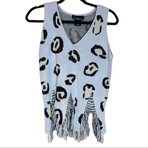 Distressed Sleeveless Leopard Sweater size Medium